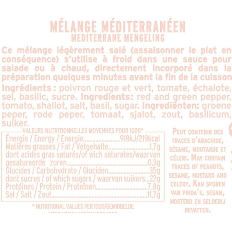 Jar of Mediterranean Mix information sheet Albert Ménès