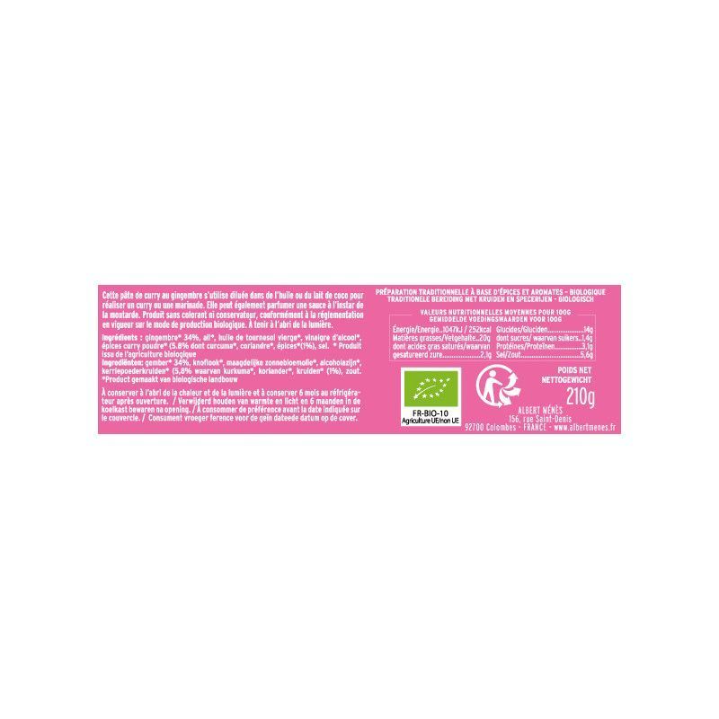Pâte de Curry au Gingembre BIO