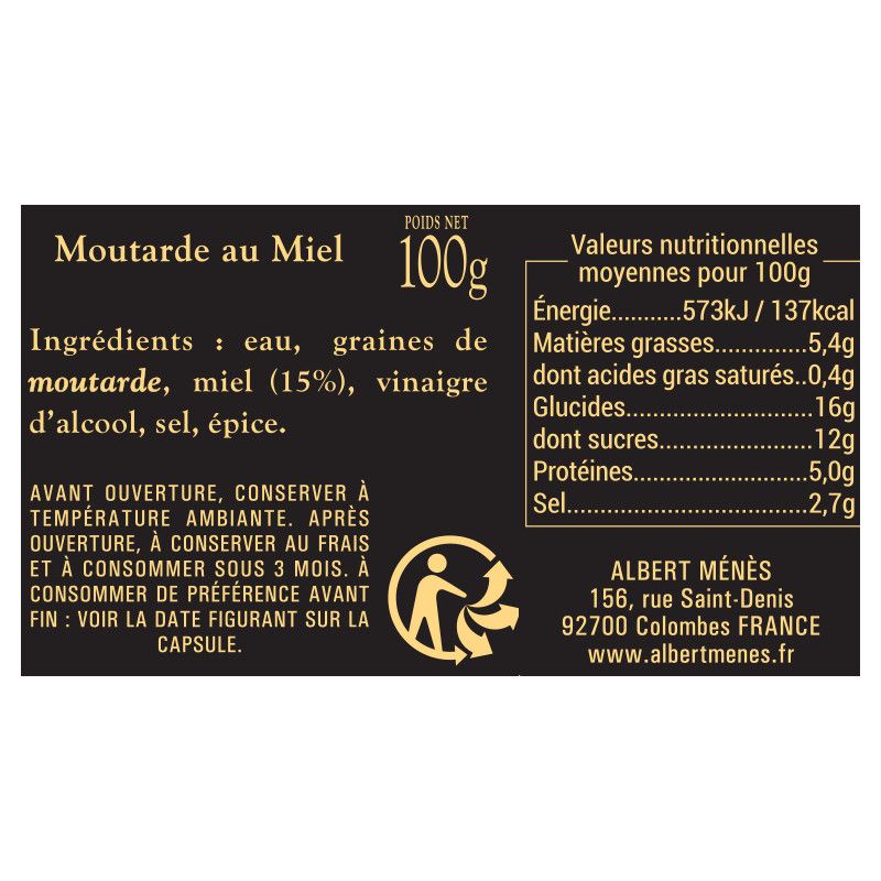 Moutarde au Miel fiche informative