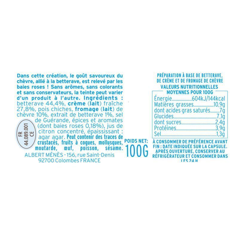 Crème de Chèvre à la Betterave et aux Baies Roses