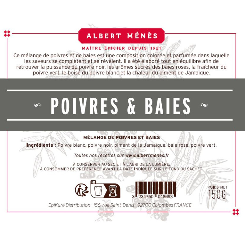 Eco recharge poivre et baies en grains bat