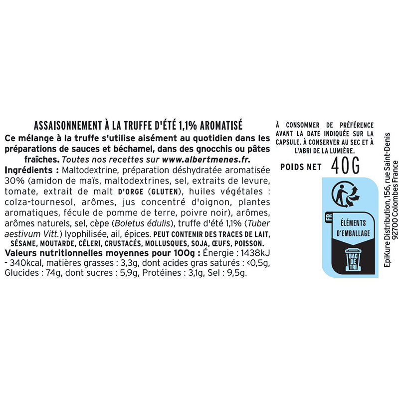 etiquette assaisonnement à la truffe