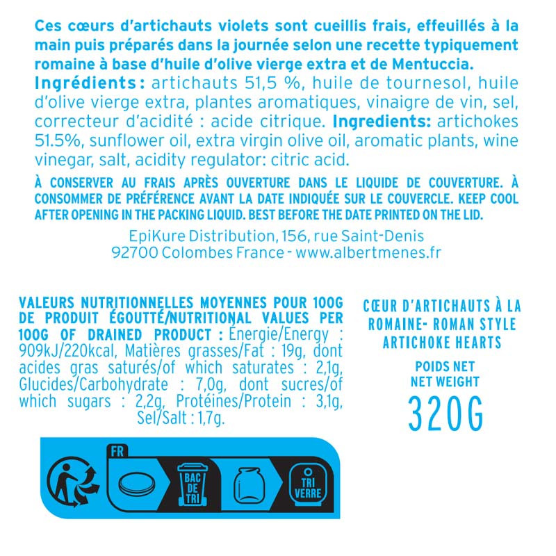 Cœurs d'Artichauts à la Romaine etiquette