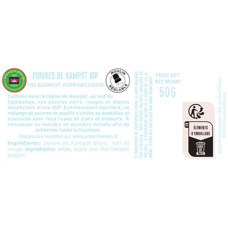 fiche informative sur le pot de Poivres de Kampot I.G.P - Moulin Albert Ménès