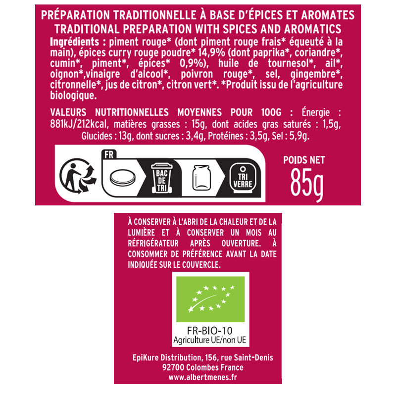 Pâte de Curry Rouge BIO fiche informative