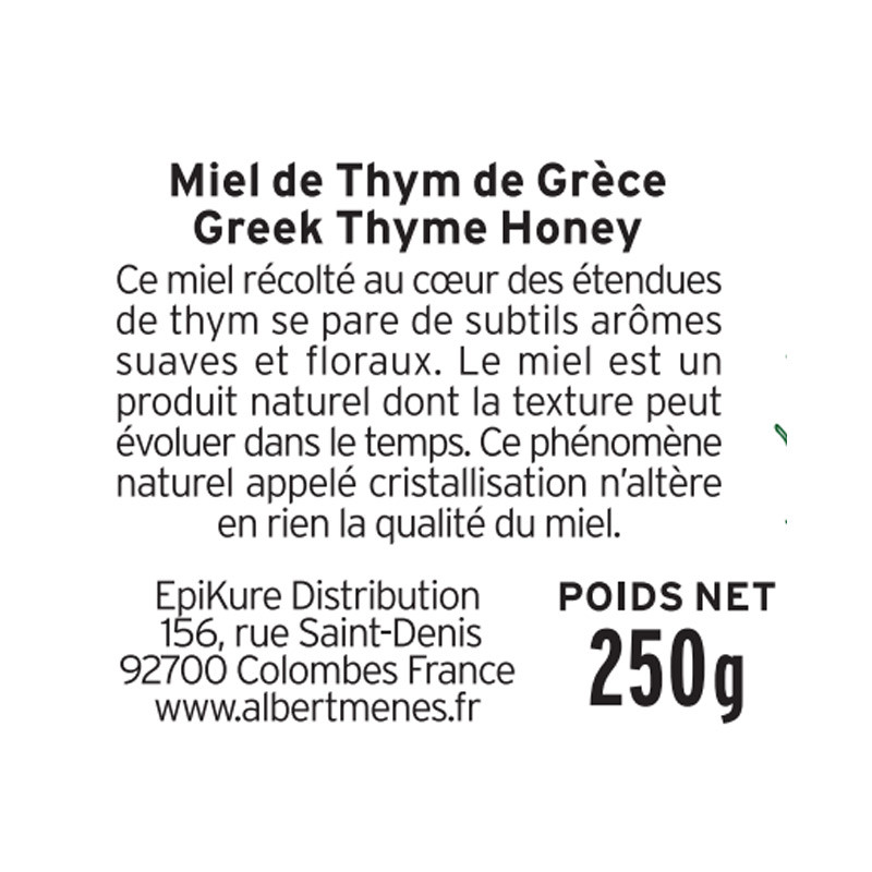 etiquette miel de thym