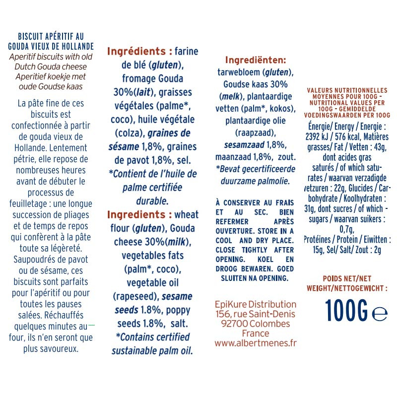 Petits Épis Feuilletés au Gouda Vieux de Hollande fiche informative