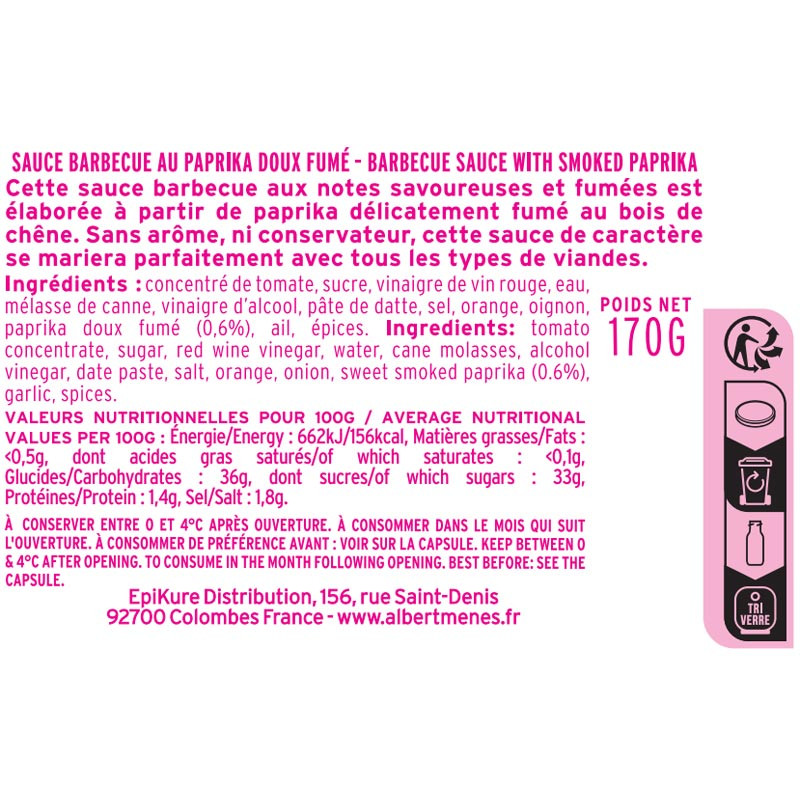 fiche informative Sauce Barbecue de Paprika Fumé au Bois de Chêne
