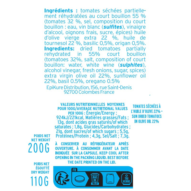 Tomates Séchées Basilic et Origan informations