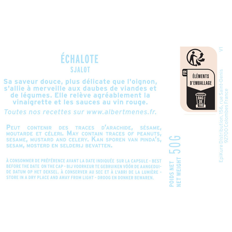fiche informative sur le pot de Échalote Albert Ménès