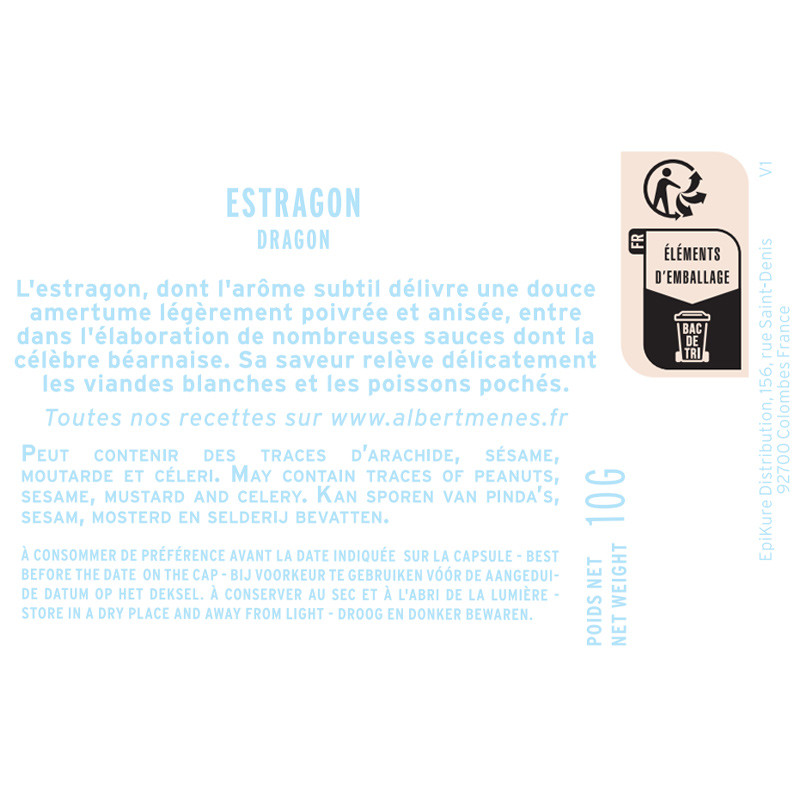 fiche informative sur le pot de Estragon Albert Ménès
