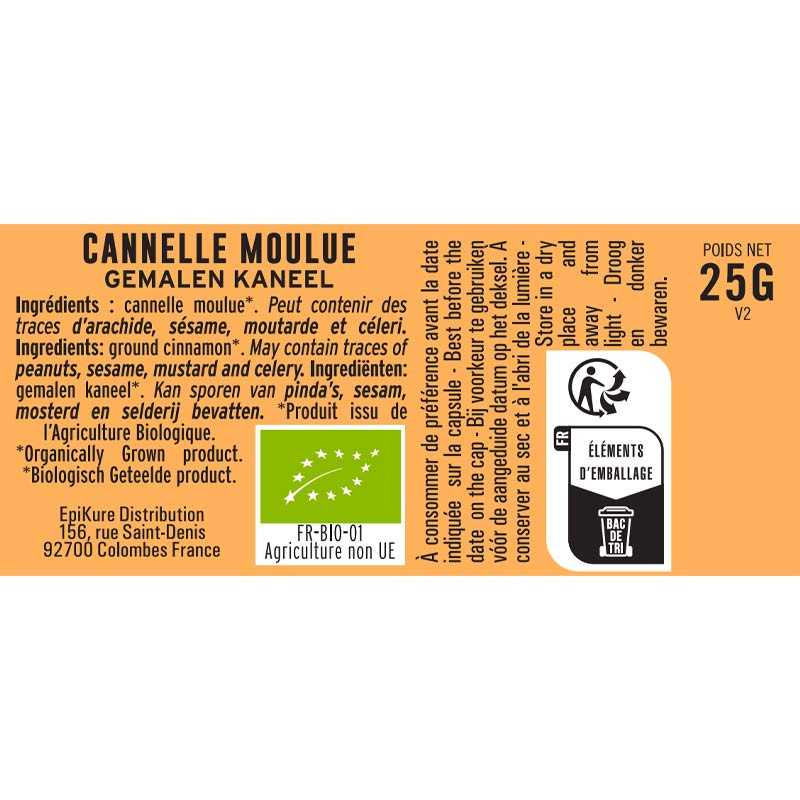 Cannelle moulue Bio de qualité Albert Ménès