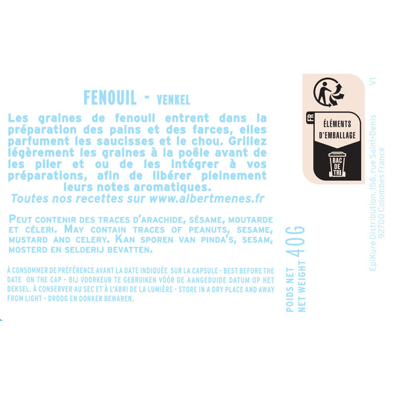 fiche informative sur le pot de Fenouil Albert Ménès