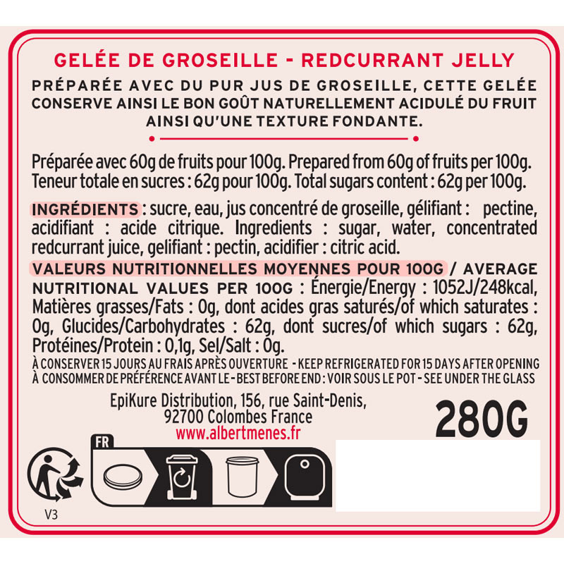 Gelée de Groseille avec des fruits de qualité