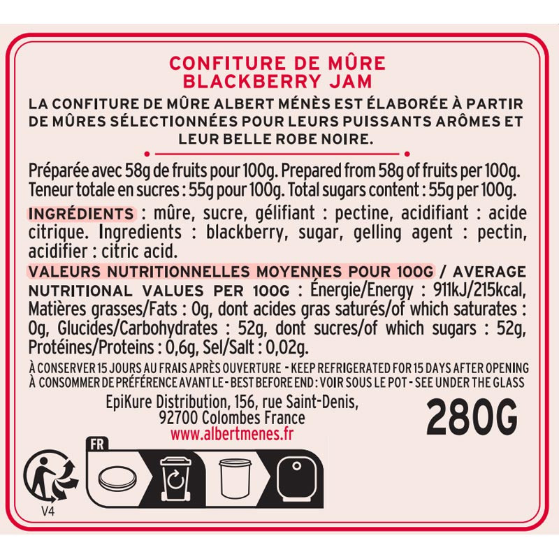 Confiture de Mûre etiquette