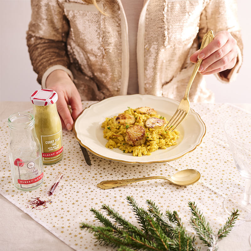 curry vert thaï et riz au safran albert menes