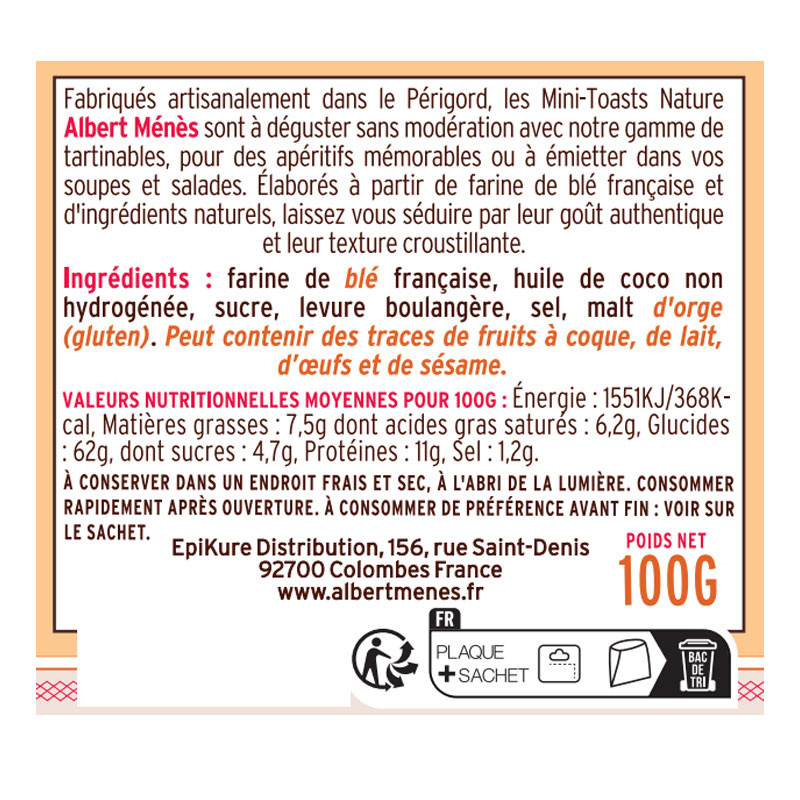 Mini-toasts nature apéritif albert ménès