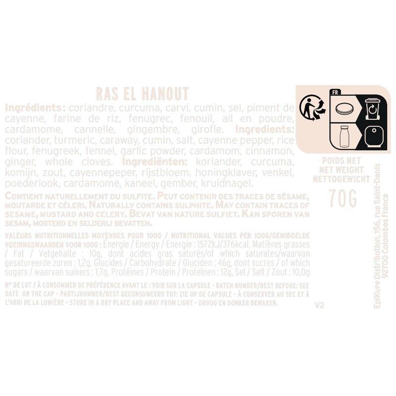 fiche informative sur le pot de Ras El Hanout Albert Ménès