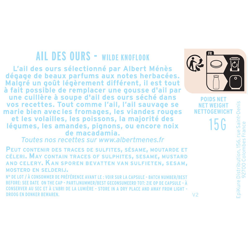 fiche informative sur le pot de Ail des ours Albert Ménès