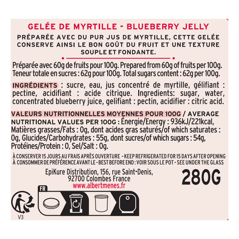 Gelée de Myrtille Albert ménès