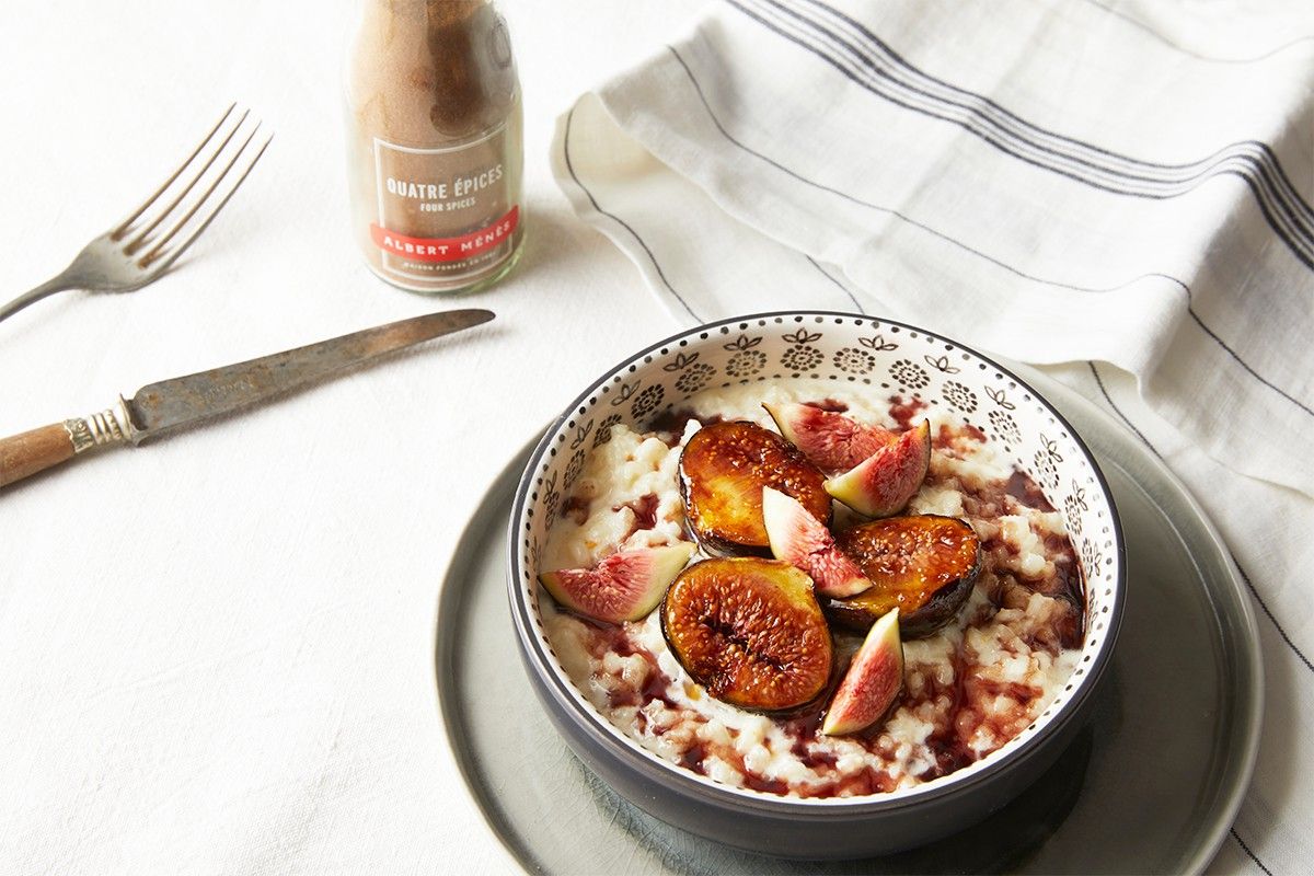 Riz au lait aux figues rôties et mélange quatre épices Riz au lait aux figues rôties et mélange quatre épices
